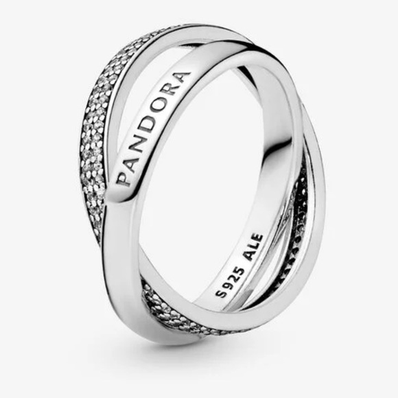 Intertwined Pandora Logo and Pavé Ring